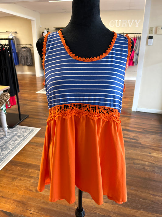 Blue and Orange Babydoll Tank