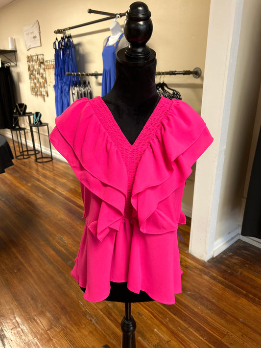 Hot Pink Ruffle Blouse