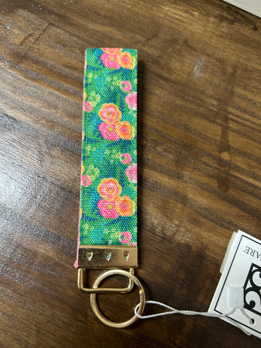 Green and Pink Floral Keychain