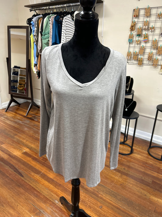 Grey Basic Long Sleeve Tee