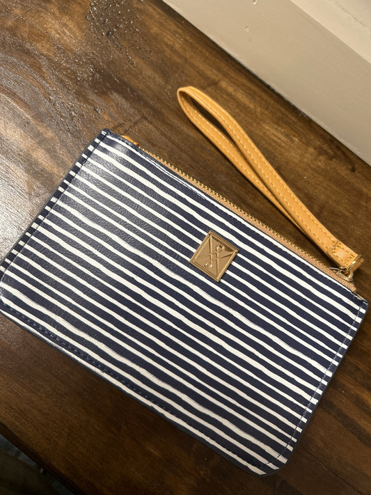 Navy and White Striped Clutch