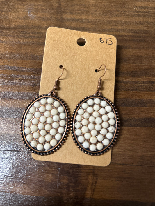 Bronze and Cream Medallion Earrings