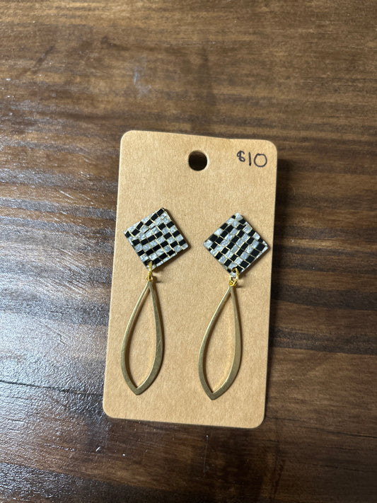 Black and Gold Dangle Earrings