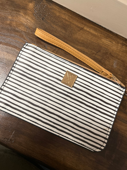 White and Black Striped Clutch