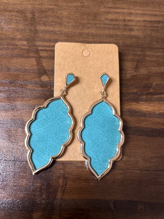 Turquoise Faux Leather Earrings