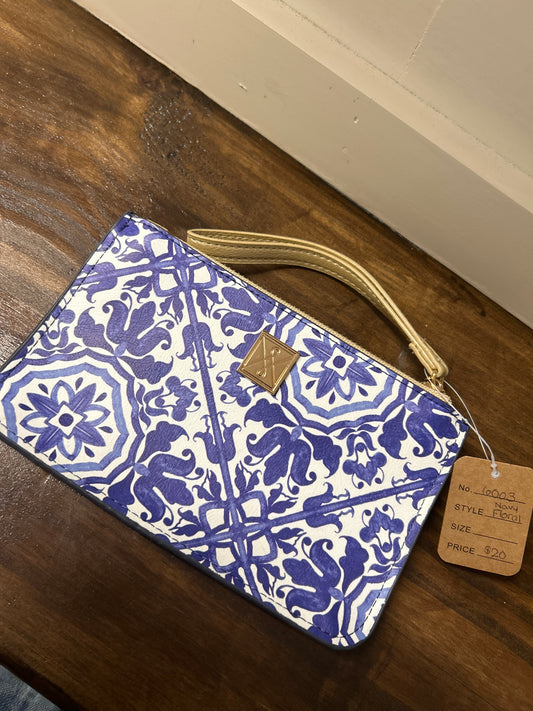 Blue and White Floral Clutch