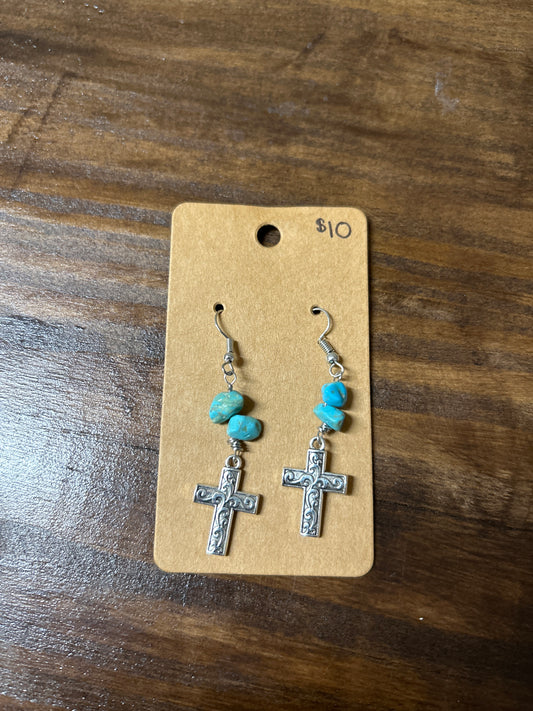 Turquoise Cross Earrings