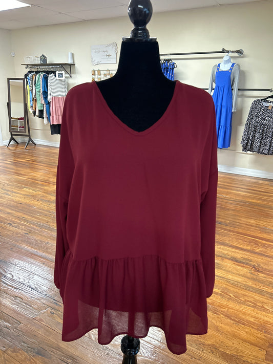 Garnet Ruffle Blouse