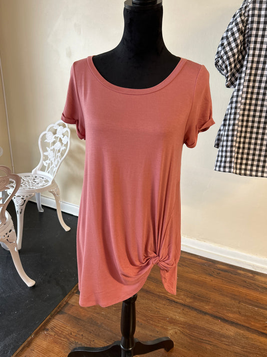 Mauve Tie Hem Tee